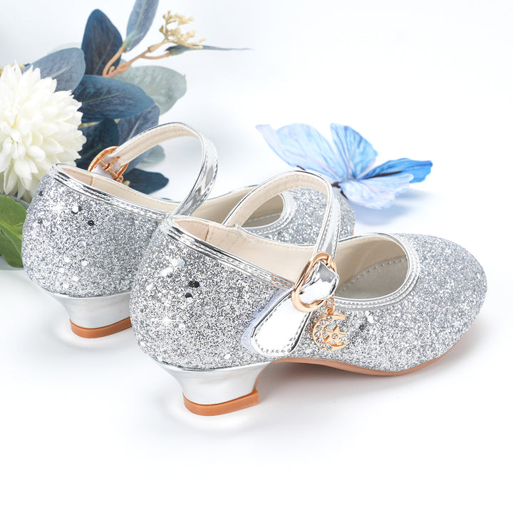Girls Glittering Ballet Flats with Adjustable Strap and Decorative Details Mune Fashion