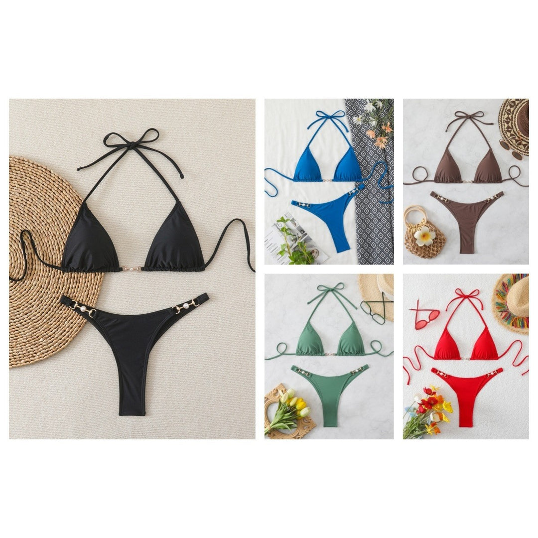 Ladies Triangle Bikini with Elegant Decorations Mune Fashion