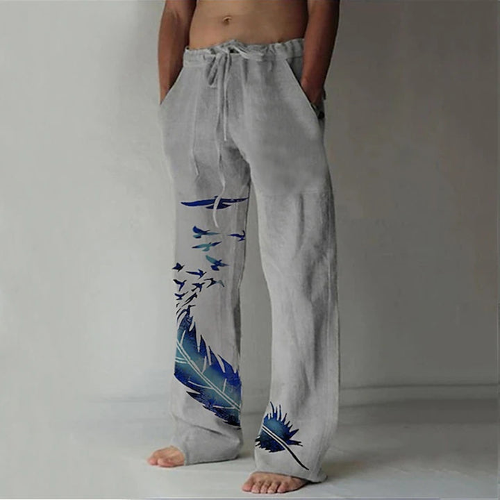Women's Comfortable Summer Pants with Unique Feather Design Mune Fashion
