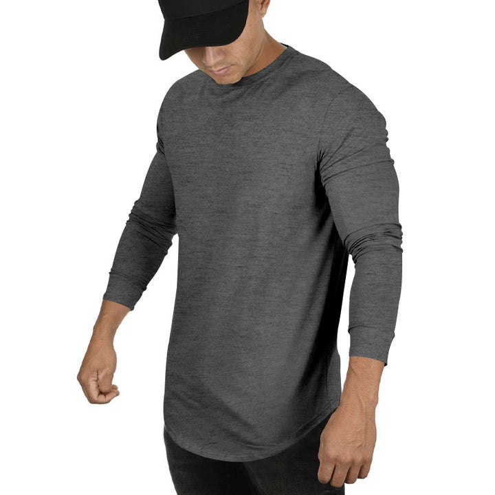 Men's long-sleeve shirt with extended round hem and slim fit made of elastic functional jersey Mune Fashion