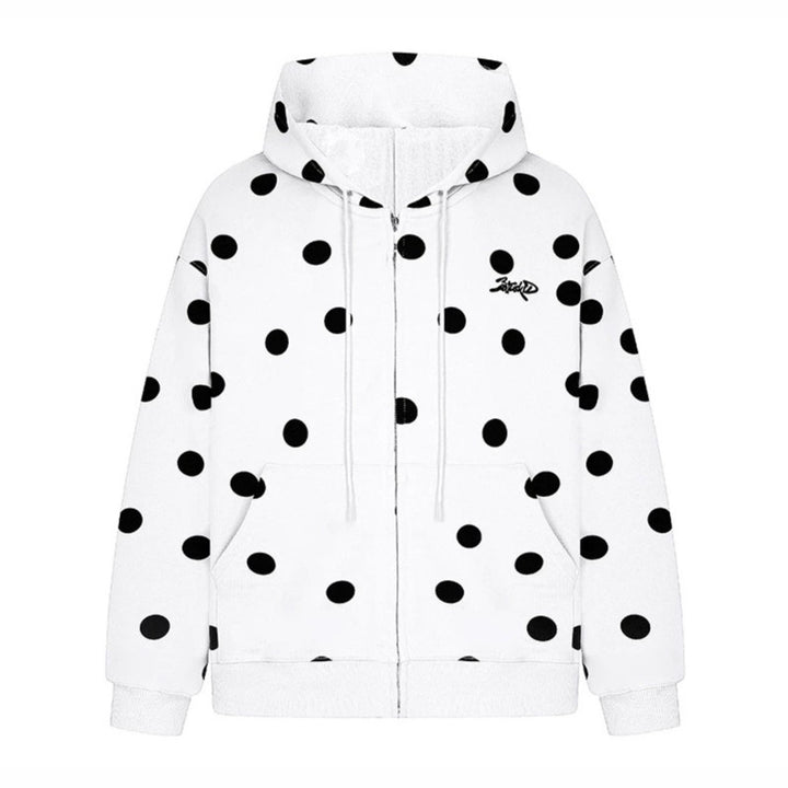Women's hooded sweat jacket with full zip, oversized cut and polka dot print Mune Fashion