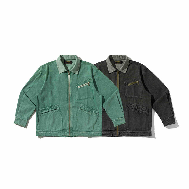 Men's Denim Workwear Blouson Jacket with Full Zip and Zip Chest Pocket Mune Fashion