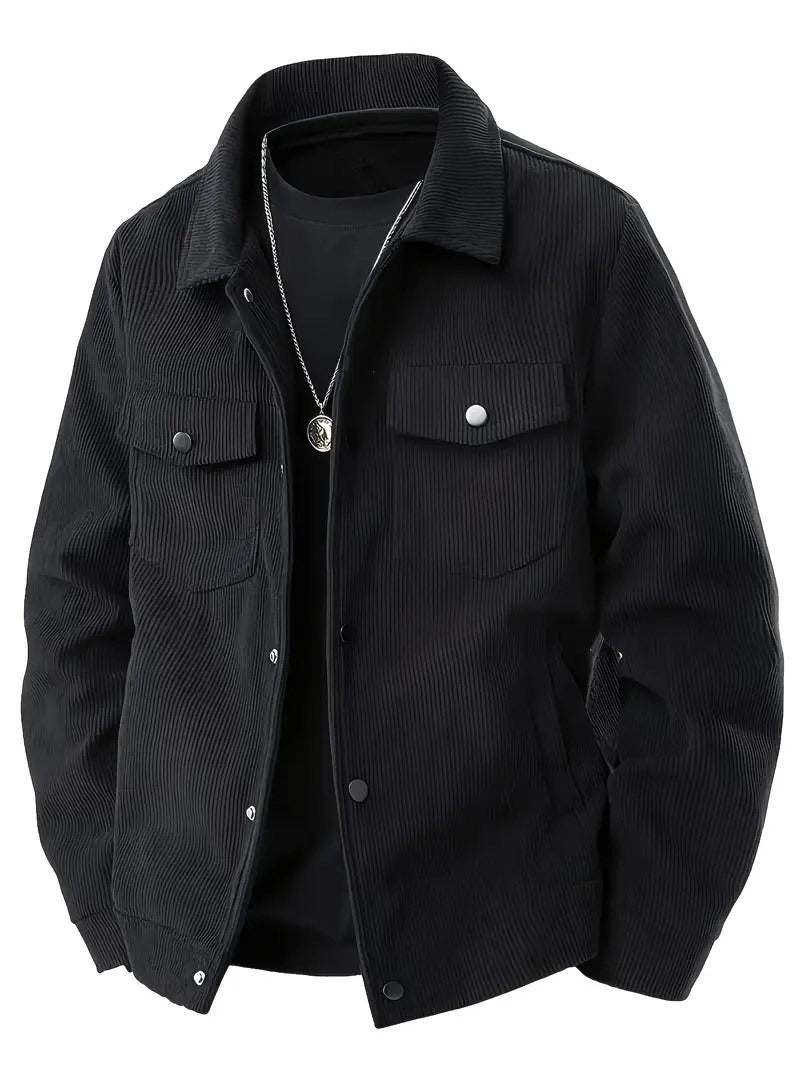 Men's cord jacket in the classic work jacket style with snap buttons and chest pockets Mune Fashion
