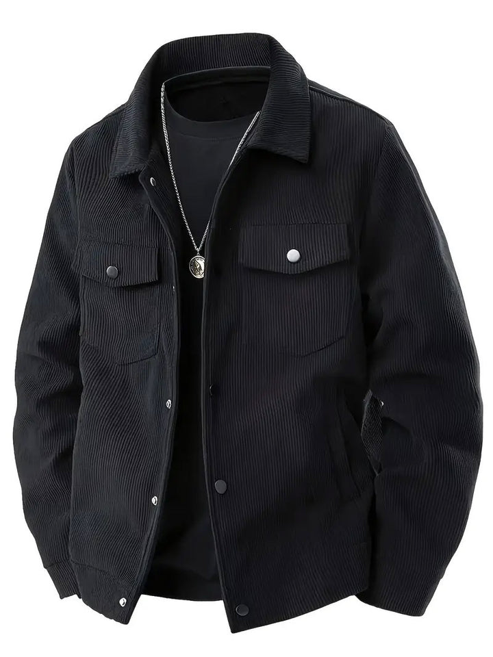 Men's cord jacket in the classic work jacket style with snap buttons and chest pockets Mune Fashion