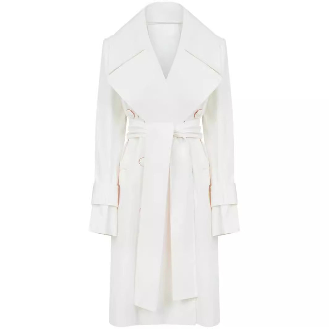 Women's trench coat with wide lapels and waist belt Mune Fashion