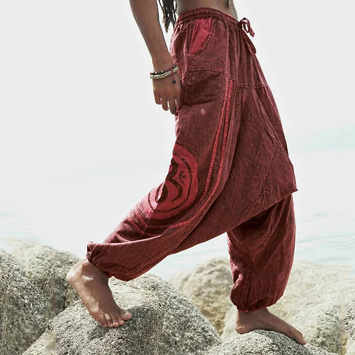 Men's Casual Harem Pants with Drawstring and Elastic Cuffs Mune Fashion