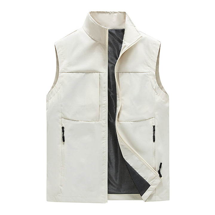 Men's Lightweight Stand Collar Vest with Mesh Lining, Zipper Pockets and Windproof Shell Mune Fashion