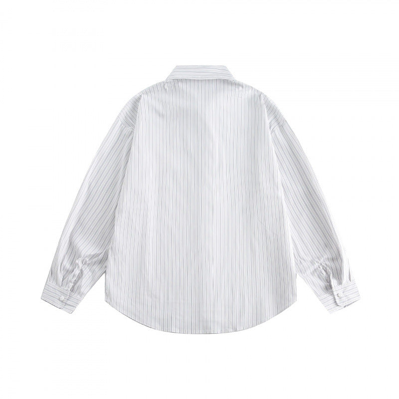 Men's loosely falling boxy shirt with fine pinstripes and chest pocket Mune Fashion