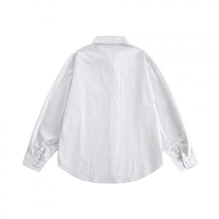 Men's loosely falling boxy shirt with fine pinstripes and chest pocket Mune Fashion