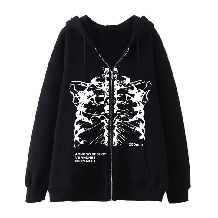 Women's hoodie jacket with full zipper and ribbed heart print Mune Fashion