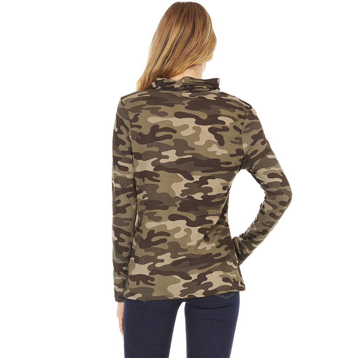 Women's camouflage jersey long sleeve with integrated tube collar Mune Fashion