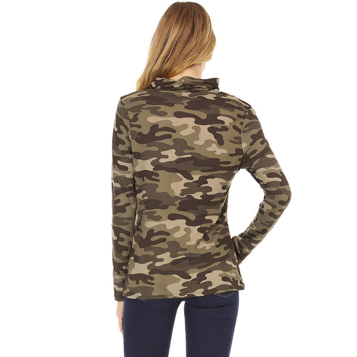 Women's camouflage jersey long sleeve with integrated tube collar Mune Fashion