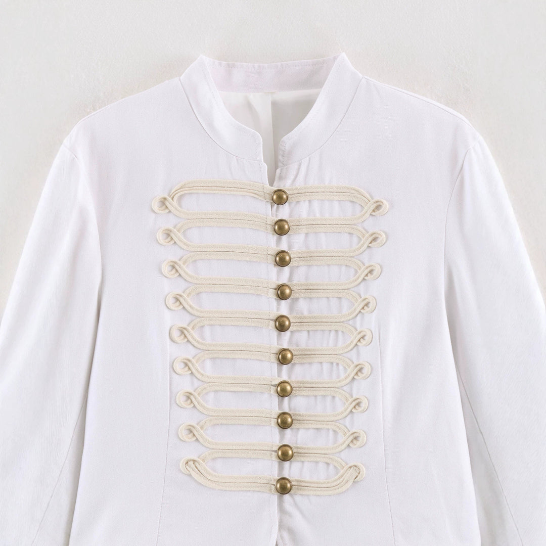 Ladies short hussar jacket with decorative loops and stand-up collar Drune
