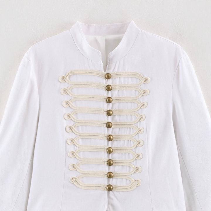 Ladies short hussar jacket with decorative loops and stand-up collar Drune