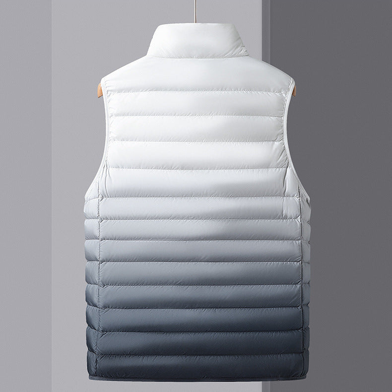 Men's lightweight quilted thermal vest with stand-up collar and ombré quilting Mune Fashion