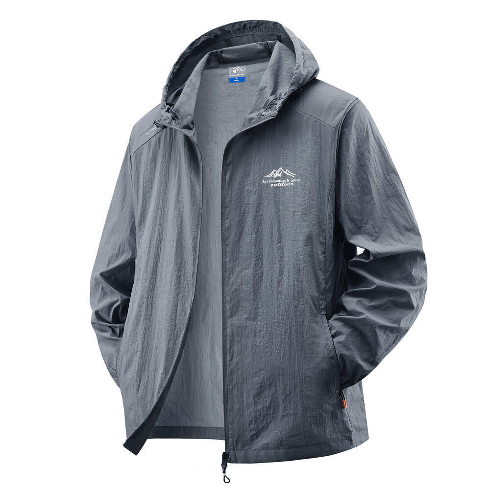 Men's Lightweight Windbreaker Jacket with Adjustable Hood