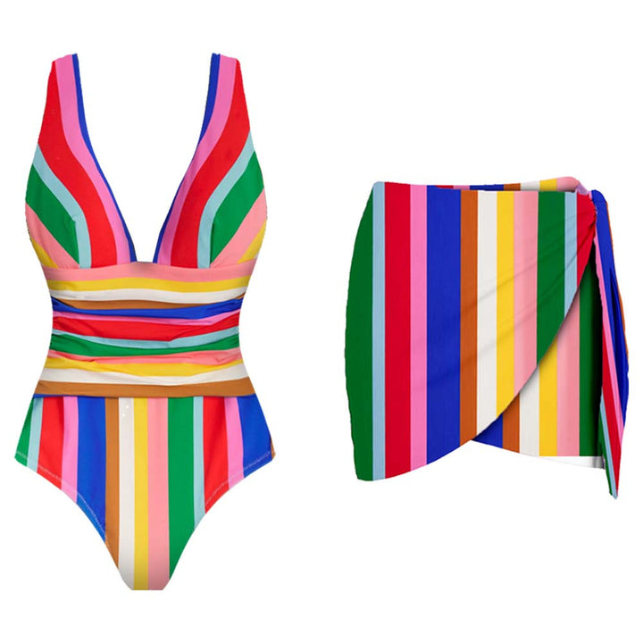 Ladies Elegant Swimsuit with Refined Stripe Design Mune Fashion