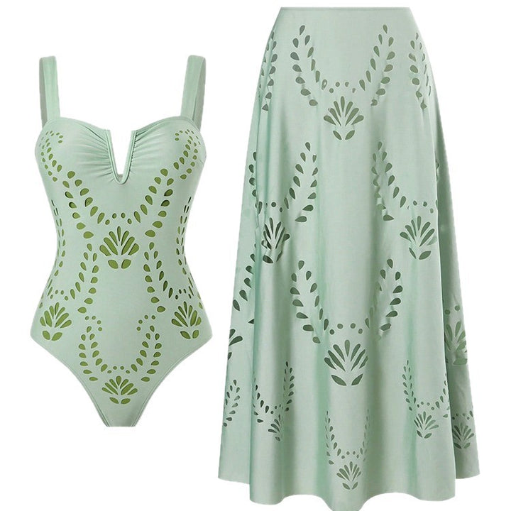 Ladies High-Quality Swimsuit with Cut-Outs and Matching Maxi Skirt Mune Fashion