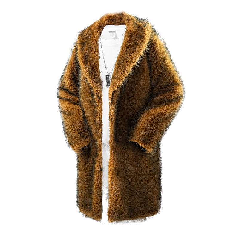 Men's Long Fur Coat with Hood Mune Fashion