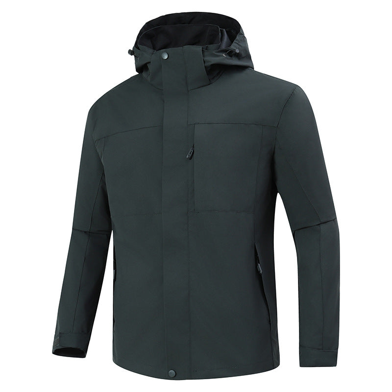 Men's Minimalistic Waterproof Softshell Jacket with Contrast Lining, Adjustable Hood, and Concealed Zippers Mune Fashion