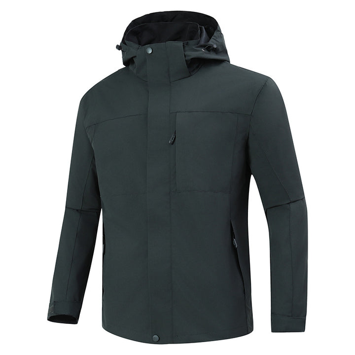Men's Minimalistic Waterproof Softshell Jacket with Contrast Lining, Adjustable Hood, and Concealed Zippers Mune Fashion