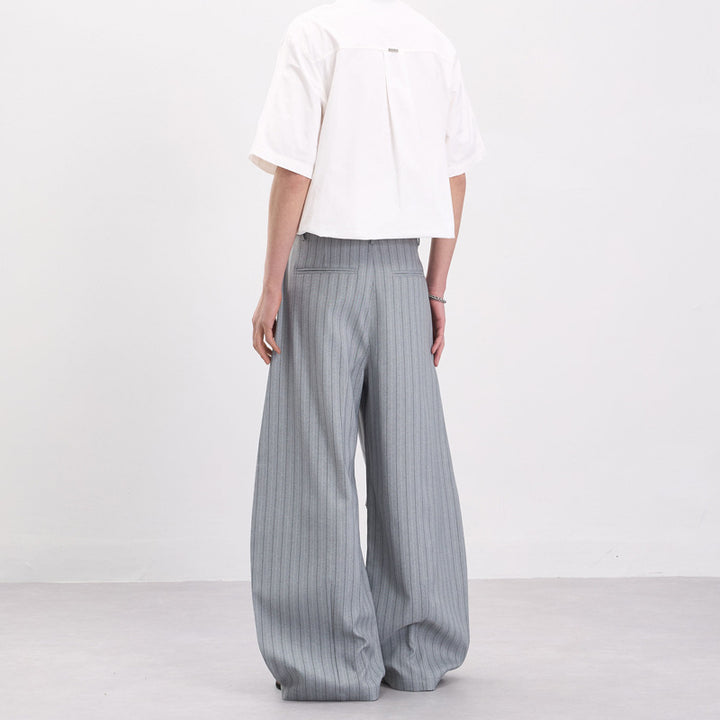 Men's Wide Pinstripe Pants with Extra Wide Leg and High Waist Mune Fashion