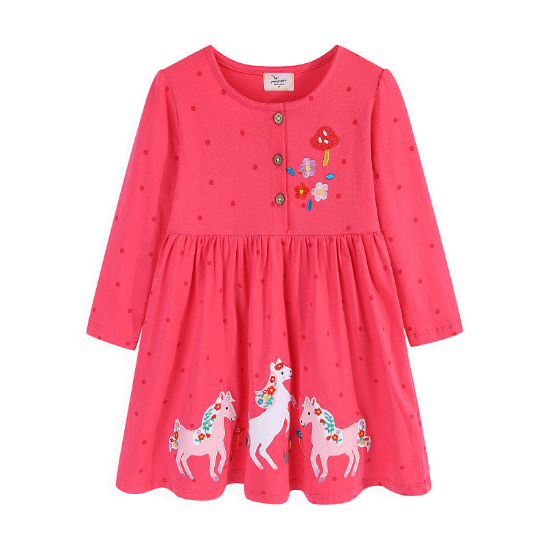 Girls dress with colorful unicorn and flower embroideries Mune Fashion