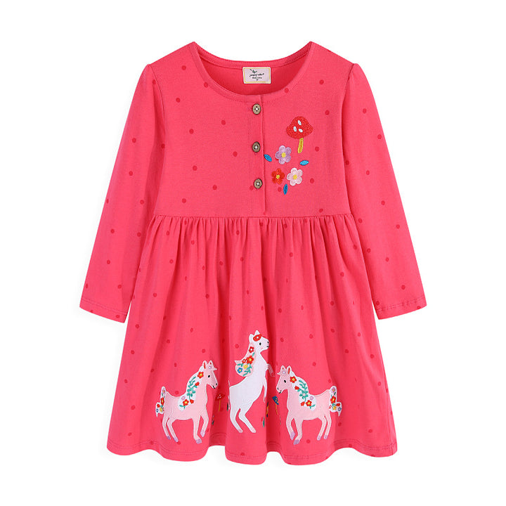 Girls dress with colorful unicorn and flower embroideries Mune Fashion