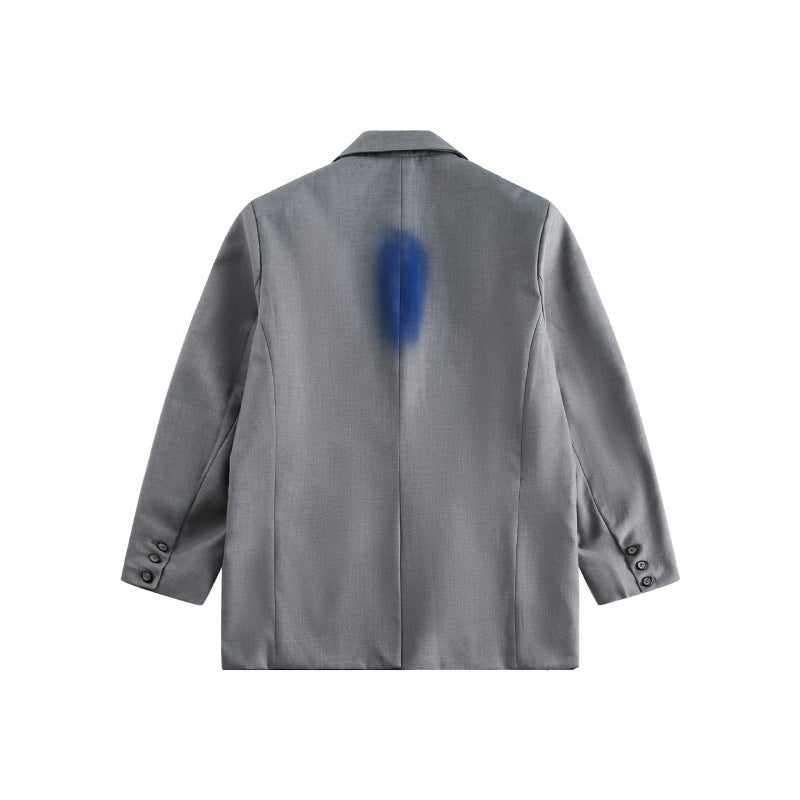 Unisex Oversize Blazer with Graffiti Spray Print, Notch Lapels and Flap Pockets Mune Fashion