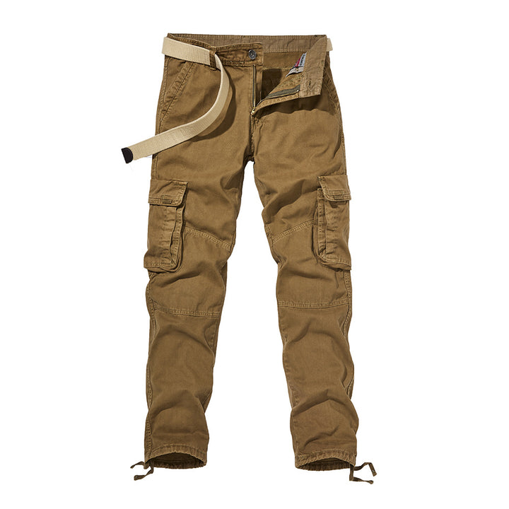 Men's Slim-Fit Cargo Pants with Reinforced Knees, Tunnel Drawstring Hems and Multiple Pockets Mune Fashion