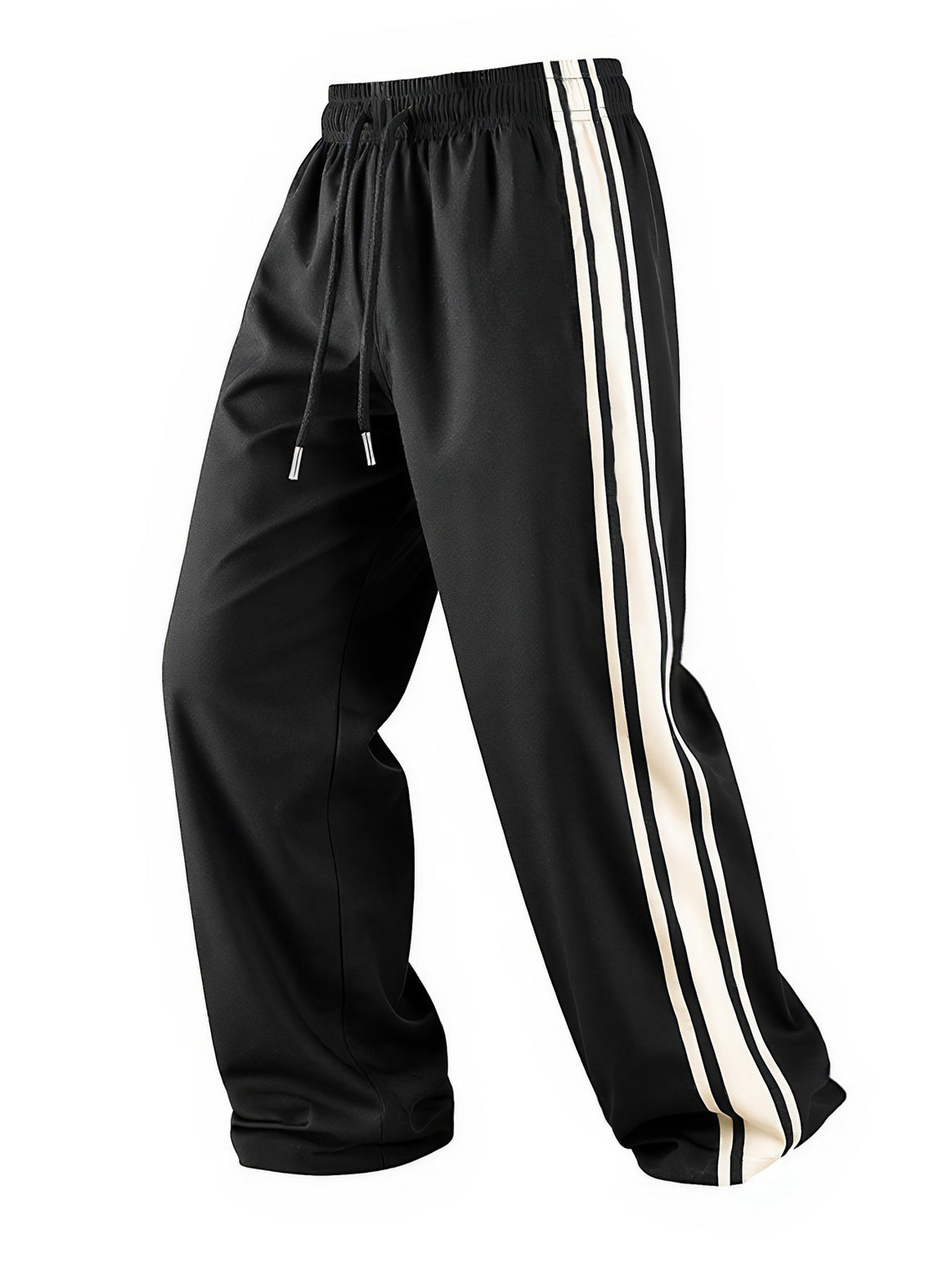 Men's loose training pants with elastic drawstring waistband, side contrast stripe & relaxed baggy fit Mune Fashion