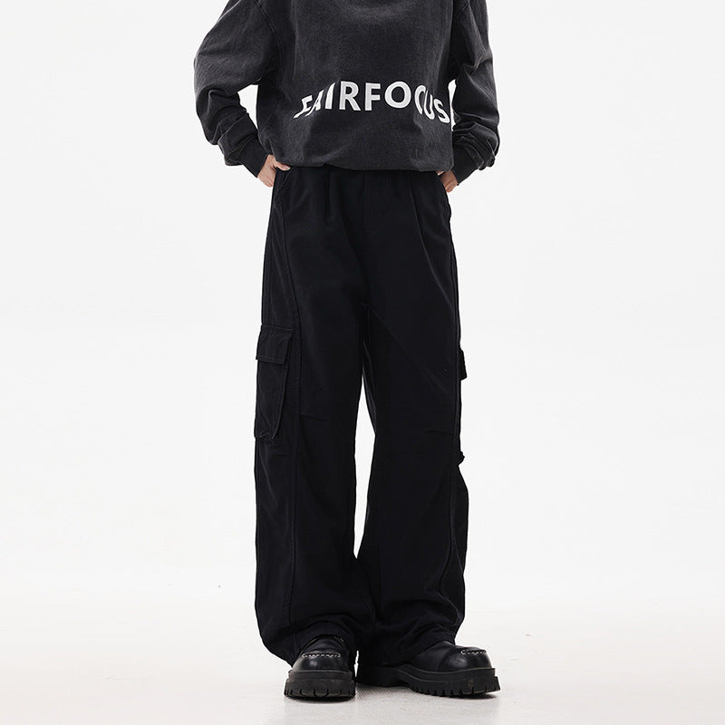 Men's Utility Cargo Pants in Oversized Twill with Drop Crotch and Flap Pockets Mune Fashion