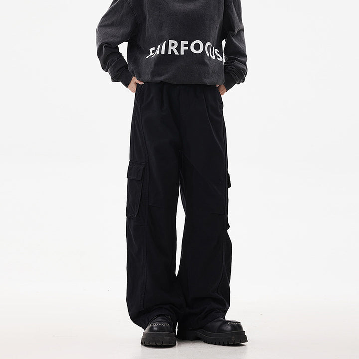 Men's Utility Cargo Pants in Oversized Twill with Drop Crotch and Flap Pockets Mune Fashion