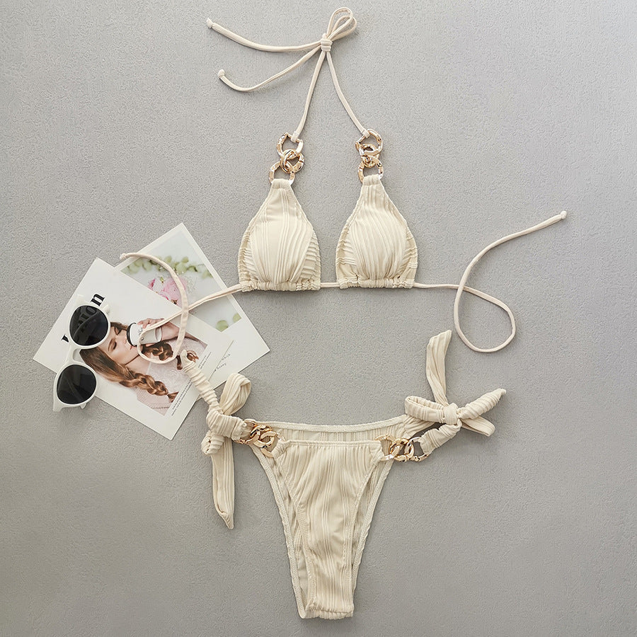 Ladies Triangle Bikini Set with elegant jewelry details Mune Fashion