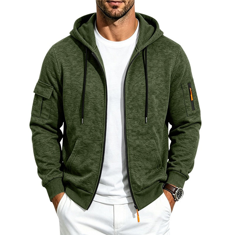 Men's hoodie sweatshirt jacket with zipper and sleeve pocket Mune Fashion