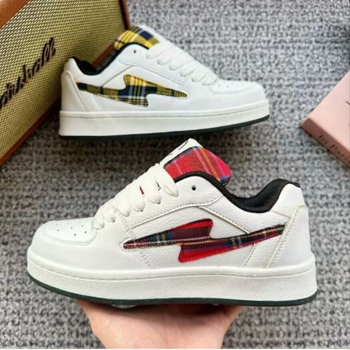 Women's Fashion Sneakers with Checked Design and Comfortable Cushioning Mune Fashion