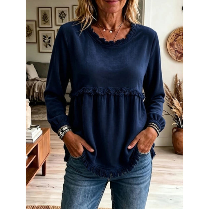 Women's Playful Fringe Tunic with Empire Seam and Side Pockets Mune Fashion