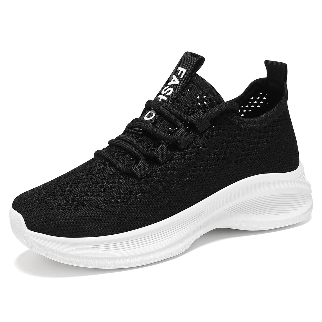 Ladies knitted slip-on comfort sneaker with sock-like shaft, breathable 3D mesh and cushioned EVA wedge sole Mune Fashion