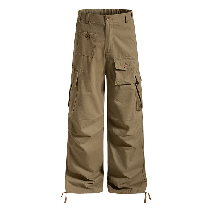 Women's wide cargo pants in utility style with multifunctional pockets and hem drawstring Mune Fashion