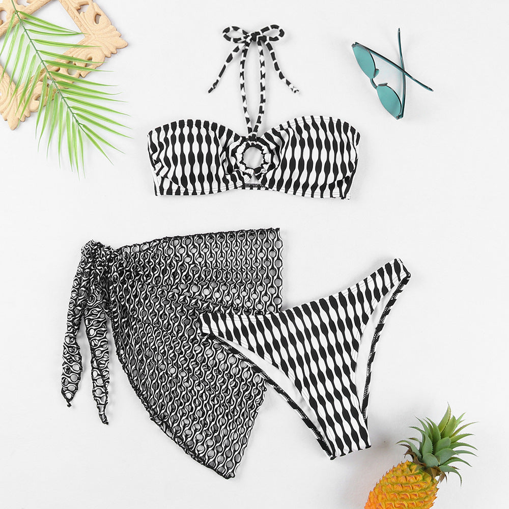 Women Bikini Set with Stylish Wrap Towel Mune Fashion