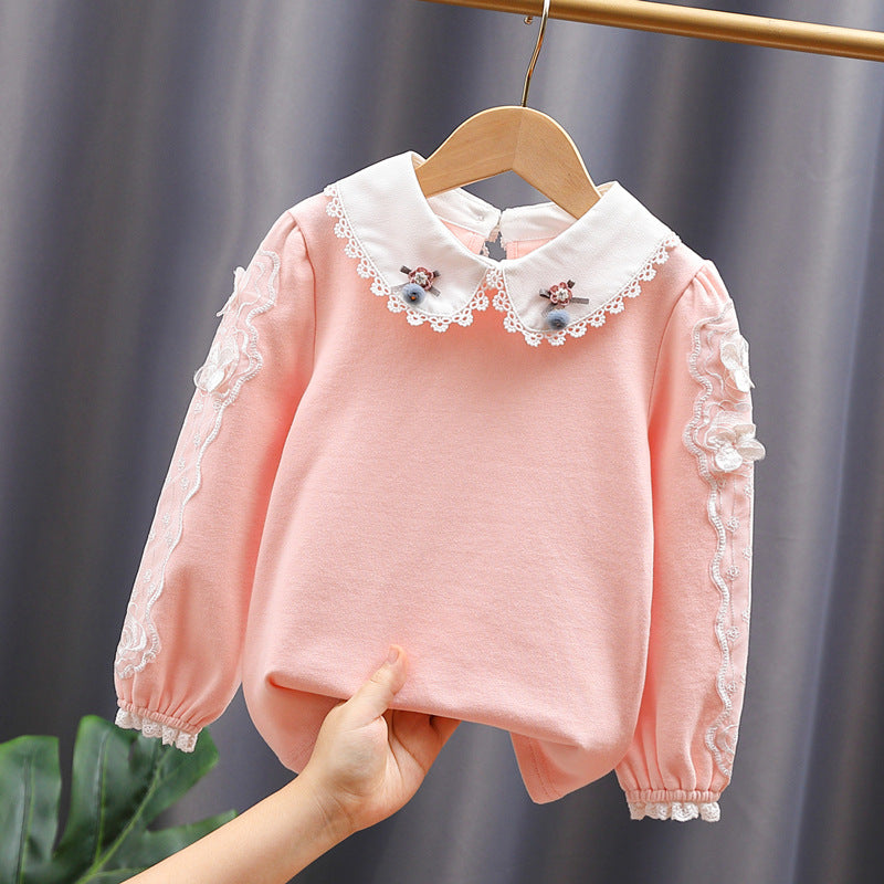 Girls blouse with elegant lace collar and delicate accents Mune Fashion