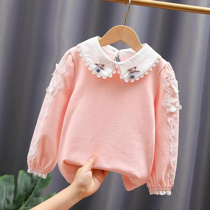 Girls blouse with elegant lace collar and delicate accents Mune Fashion