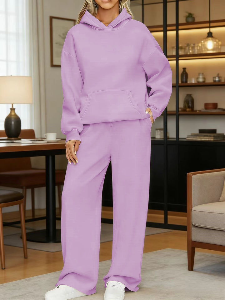 Women's cozy oversized hoodie and wide jogger pants set Mune Fashion