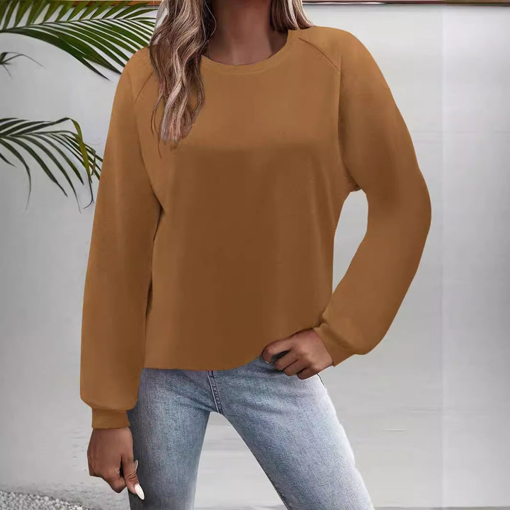 Women's Casual Round Neck Sweatshirt with Raglan Sleeves and Elastic Cuffs Mune Fashion