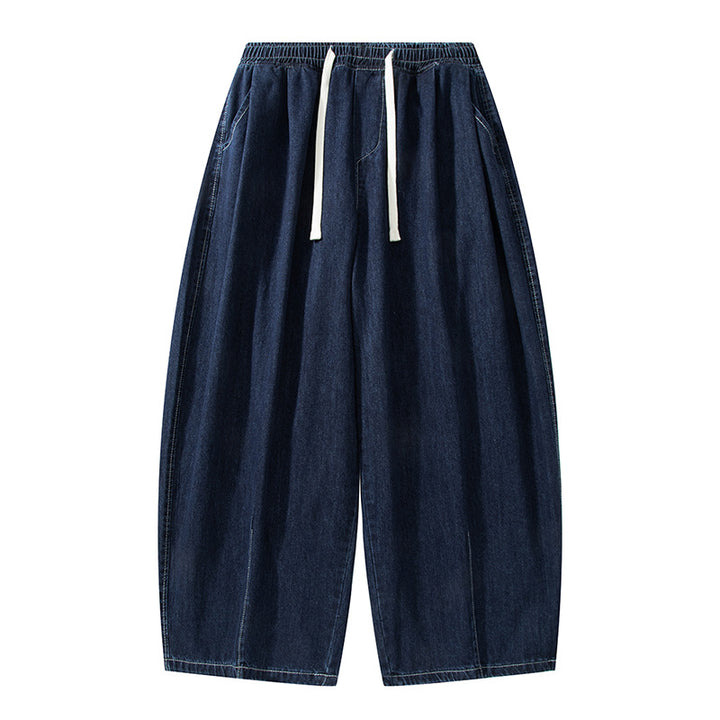 Women's Wide Denim Palazzo Pants with Drawstring Waist, Low Crotch, and Extra Wide Leg Mune Fashion