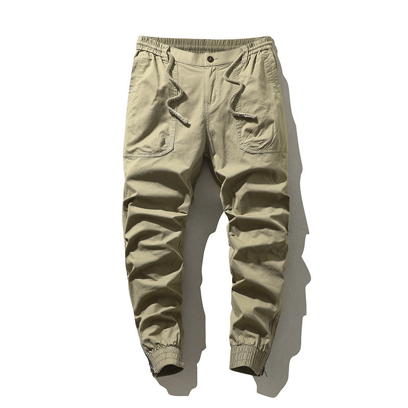 Men's Canvas Cargo Jogging Pants with Elastic Waistband and Cuffs Mune Fashion