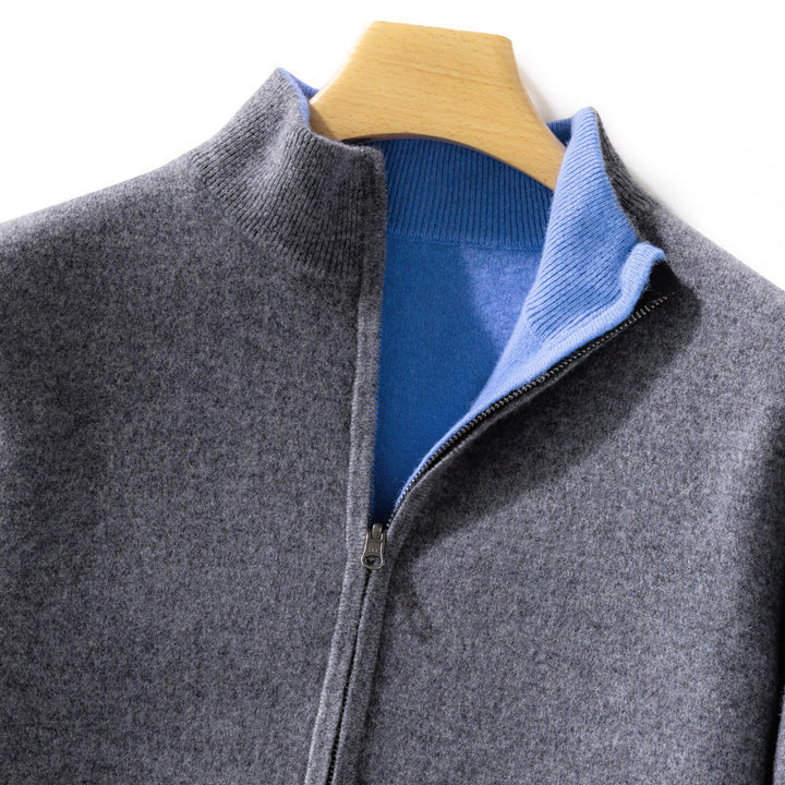 Women Short-Cut Zip Knitted Cardigan with Stand-Up Collar and Cashmere-Like Softness Mune Fashion