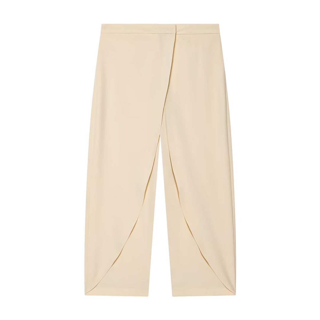 Women's Cropped Palazzo Pants with Tulip Overlap and High Waist Mune Fashion