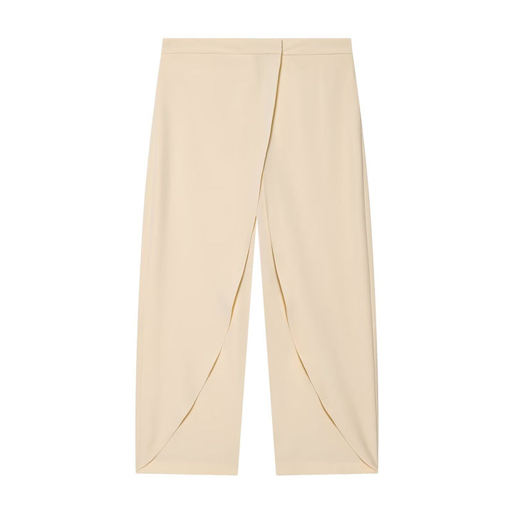 Women's Cropped Palazzo Pants with Tulip Overlap and High Waist Mune Fashion