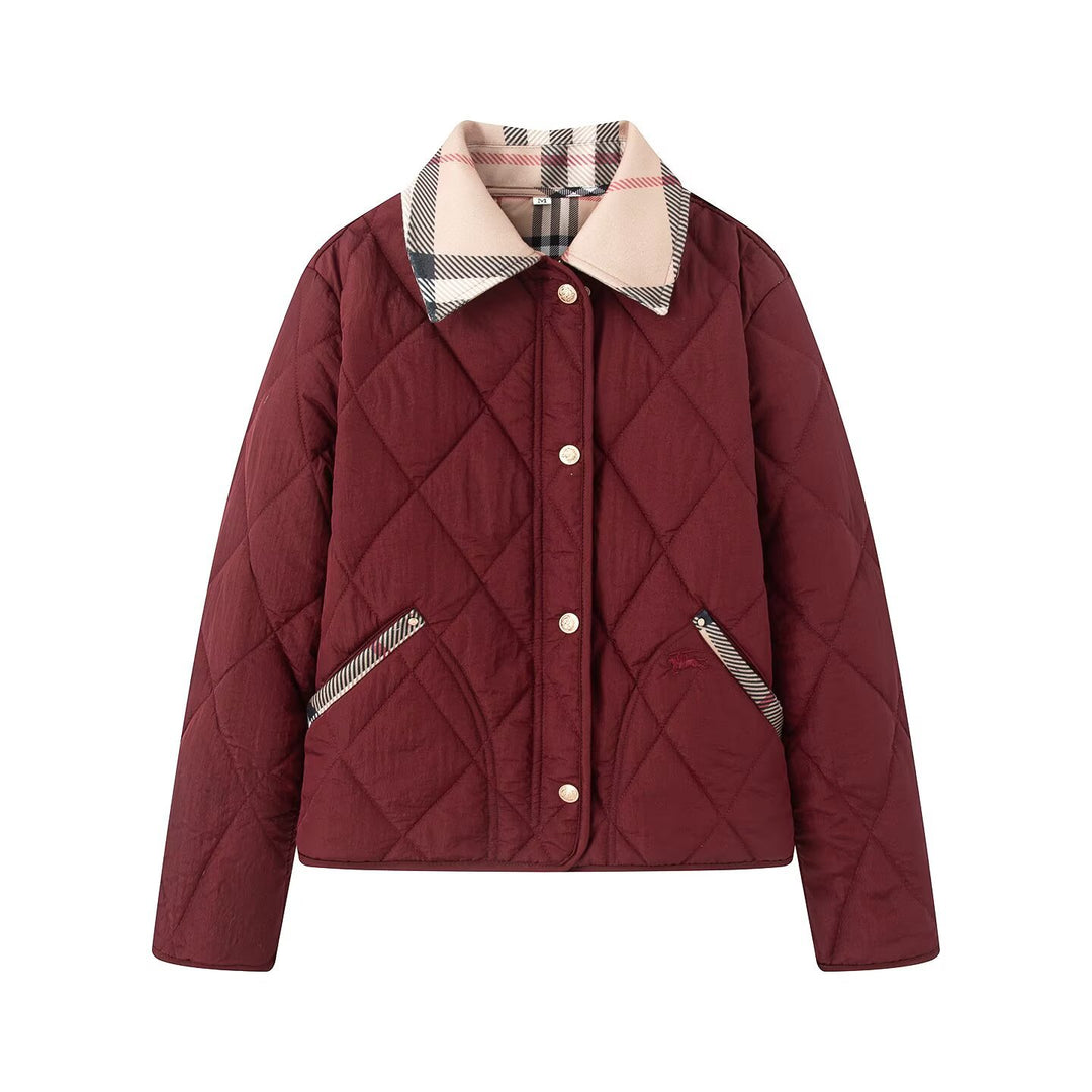 Women's quilted jacket with checked collar and pocket flap Mune Fashion